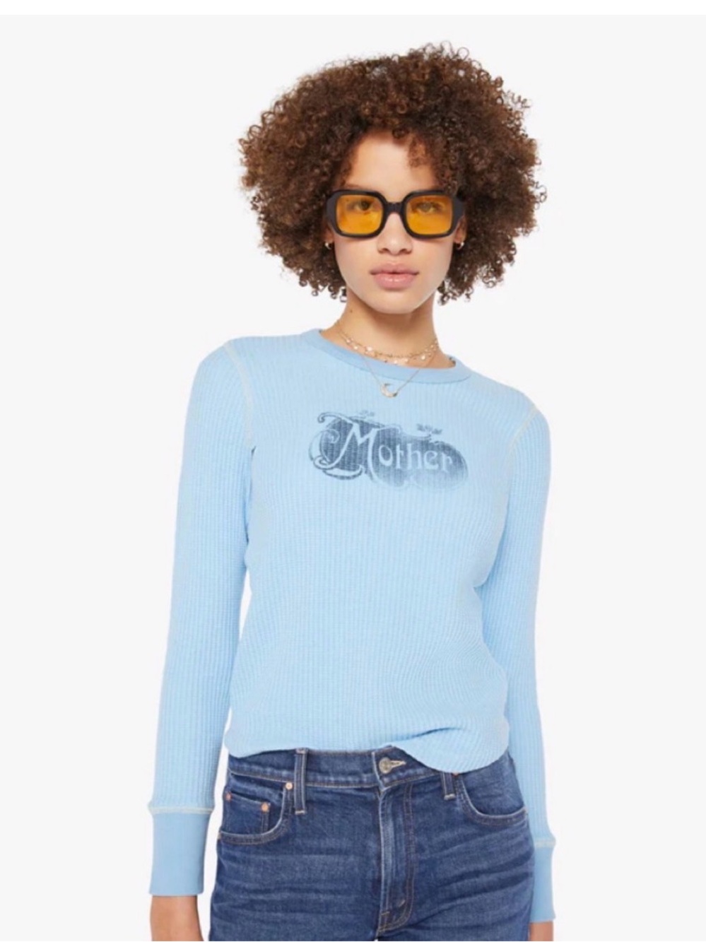 Mother Itty Bitty Goodie Goodie Thermal Long Sleeve Logo Top Distressed-S